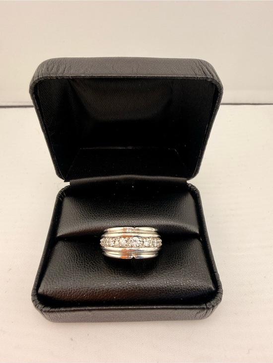Jewelry - Sterling 925 Silver Band Ring with Pave Cubic Zirconia - Silver